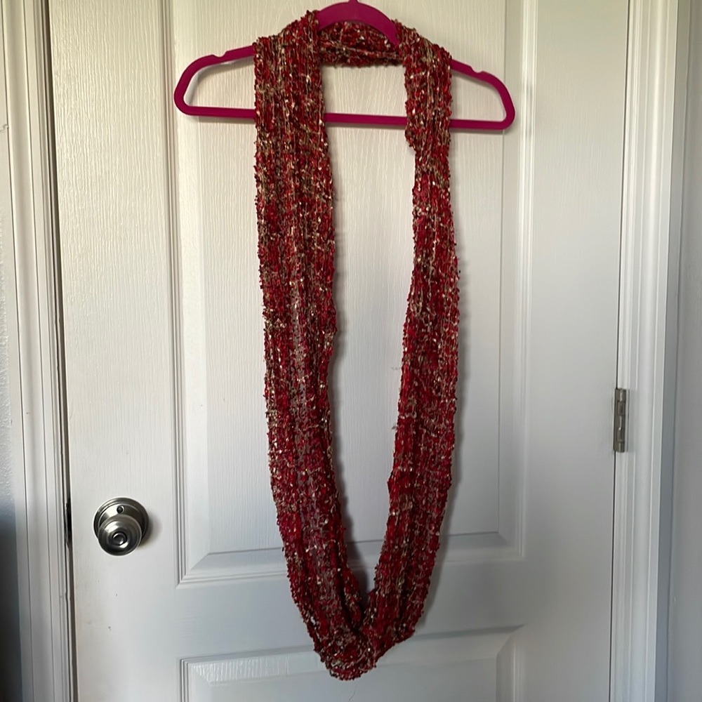 Red and Gold Fashion Infinity Scarf